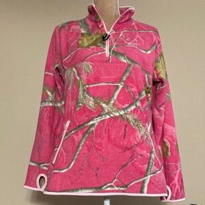 Realtree Women's Pink and Green Camouflage 1/4 Zip Pullover  - size M